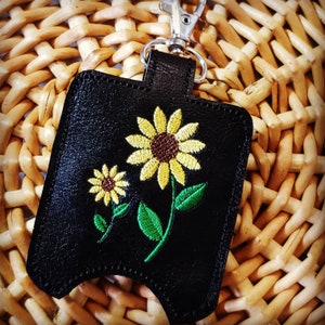 Hand Sanitize Holder, Sunflower Keychain, Backpack Tag, Gift For Mom, Fits 1 oz Bottle