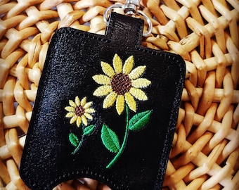 Hand Sanitize Holder, Sunflower Keychain, Backpack Tag, Gift For Mom, Fits 1 oz Bottle