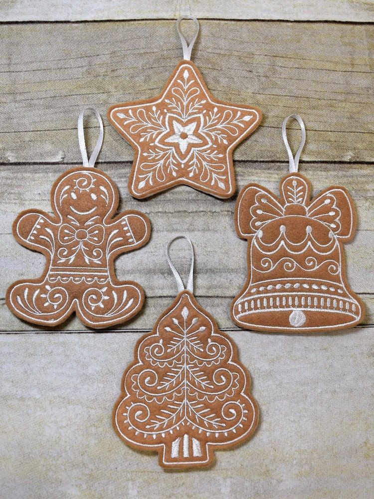 Gingerbread Ornaments Felt Christmas Ornaments Tree | Etsy