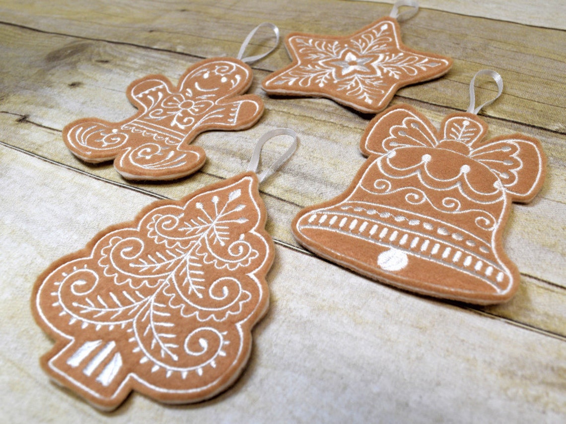 Gingerbread Ornaments Felt Christmas Ornaments Tree | Etsy