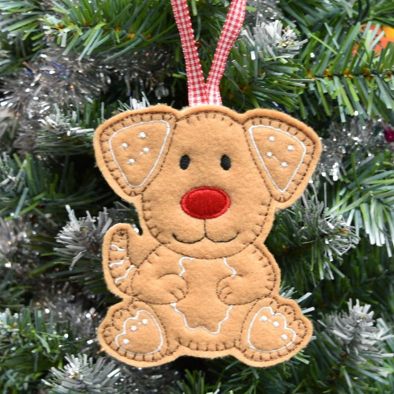 Felt Christmas Ornament Dog Ornament Pet Lover Gingerbread Etsy