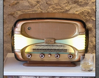 Vintage radio art deco upcycled valve radio  Rare Surcouf