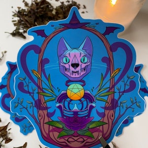 Ghost Cat Familiar Spooky Halloween Clear Sticker