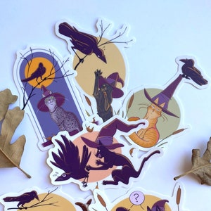 Adesivi di beneficenza per Halloween Harvest Cat and Crow Autunno