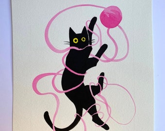 Pirouette Black Cat Painting