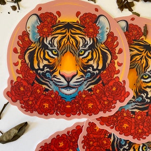 Year of the Tiger 2022 Peony Good Luck Sticker image 2