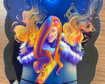 Loki Solstice Fire Skulls Holographic Vinyl Sticker Winter Yule