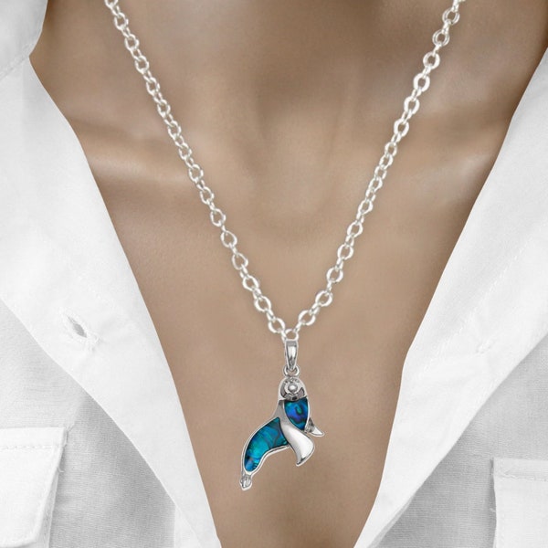 Blue Seal Necklace Made With Abalone Shell - Seaside Necklace - BFF Gift - Blue Sea Opal Necklace - Seal Accessories