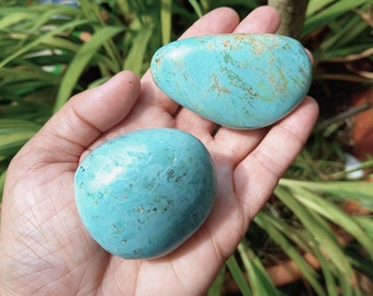 Peruvian Turquoise Palm Stone, PICK YOUR Turquoise Crystal Palm, Turquoise Crystal, Crystal Gift, Blue Turquoise Stone, Rare Turquoise