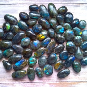 Flashy Labradorite Tumble Stones: Madagascar Crystal Pebble