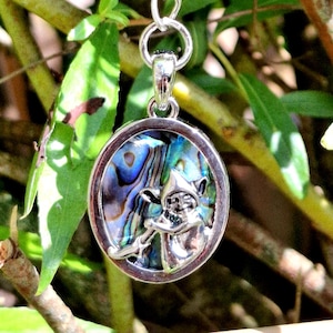 Abalone Shell Cornish Pixie Keyring: Rhodium Silver Fantasy Accessory