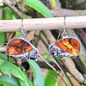 Abalone Igel Ohrringe: Woodland Jewelry, versilbert, Sterling Silber oder Titanium Upgrade-Option