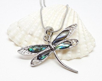 Dragonfly Necklace, Dragonfly Pendant, Abalone Dragonfly, Dragonfly Jewelry, Abalone Necklace, Wedding Jewelry, Wedding Necklace