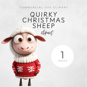 Clipart di pecore di Natale, Clipart di Natale eccentrico, Clipart di maglione di Natale di pecora divertente, Download digitale, PNG SINGOLO, Pubblicità trasparente