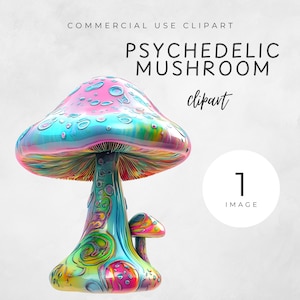 Psychedelic Mushroom Clipart, Magic Mushroom PNG, Colorful Trippy Art, Digital Download for Sublimation, SINGLE Clipart, Psychedelic Clipart