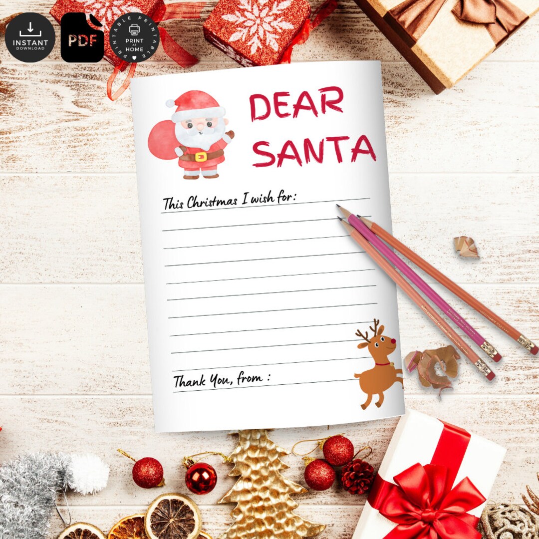 Kids Christmas Gift Wish List Printable, Dear Santa Kids Wishlist ...