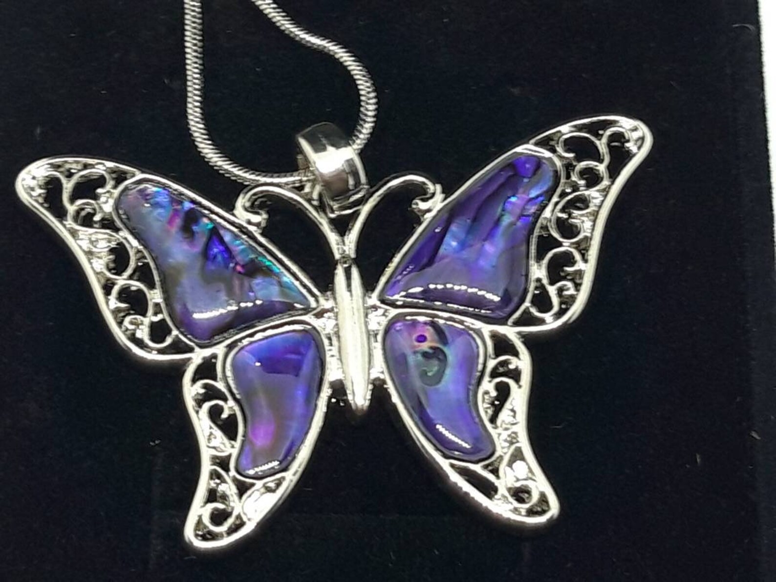 Purple Butterfly Necklace Butterfly Jewelry Abalone Etsy