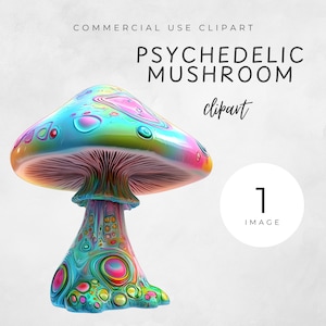 Psychedelic Mushroom Clipart, Magic Mushroom PNG, Colorful Trippy Art, Digital Download for Sublimation, SINGLE Clipart, Psychedelic Clipart