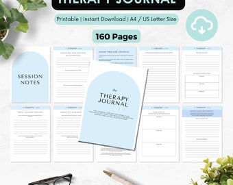 Therapy Journal Printable, Therapy Workbook, Mental Health Therapy Session Journal, Therapy Worksheets, Depression Anxiety Therapy Notes