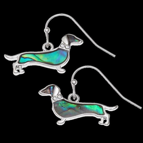 Dachshund Sausage Dog Earrings Abalone Shell Earrings Etsy