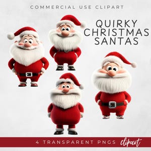 Quirky Santa Clipart: Christmas PNG Graphics (Digital Download)