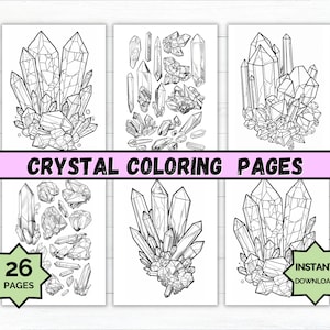 Crystal Coloring Pages – 26 Printable Designs | Spiritual and Mindful Coloring for Adults | Crystals and Gemstones PDF Art