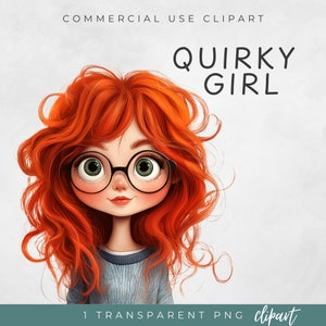 Clipart fille lunatique original, jolie fille des cliparts, clipart lunatique, téléchargement numérique instantané, PNG SINGLE, clipart Transparent usage commercial