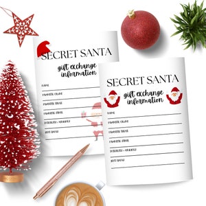 Lista de regalos imprimible de Papá Noel secreto X 6, Lista de deseos de Navidad de Papá Noel secreto, Formulario de Papá Noel secreto, Papá Noel secreto para el trabajo o fiesta, Trabajo de Papá Noel de Navidad