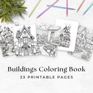 Building Coloring Pages, Mindfulness Coloring Pages, Colouring for Relaxation, Adult Coloring, Printable pdf pages 22, Printable Coloring