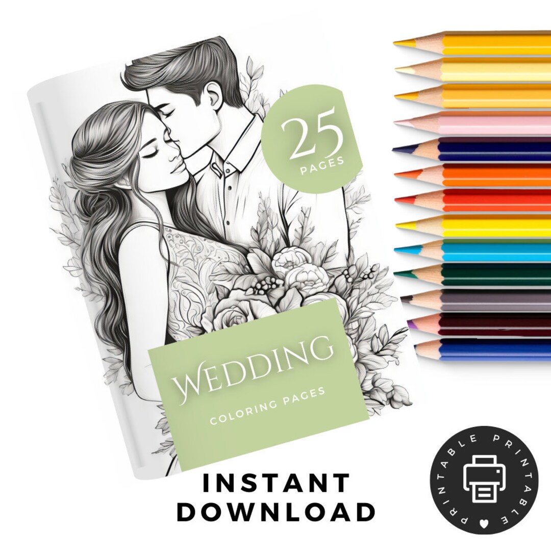 Wedding Coloring Pages, Elegant Adult Coloring Pages, Printable Wedding ...