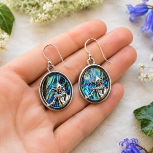 Abalone Shell Cornish Pixie Earrings, Paua Whimsical Jewelry Choice of Ear Wire