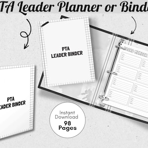 PTA Planner Printable, PTA Binder, Black &amp; White Printable Downloads ...