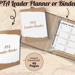 PTA Planner Printable, PTA Binder, Black &amp; White Printable Downloads ...