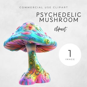 Psychedelic Mushroom Clipart, Magic Mushroom PNG, Colorful Trippy Art, Digital Download for Sublimation, SINGLE Clipart, Psychedelic Clipart