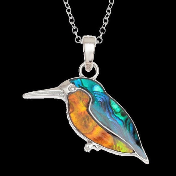 Sterling Silver Hummingbird Flower Pendant Totem Jewelry Bird Avian Jewelry