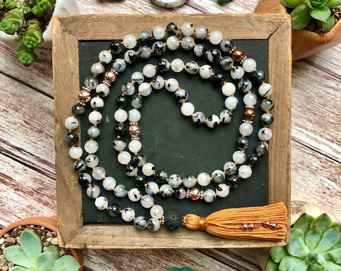 Featured listing image: Tourmalinated Quartz Mala