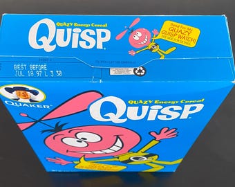 Vintage 1997 QUISP Cereal Box & MONEY CLIP - Unopened Box. Near
