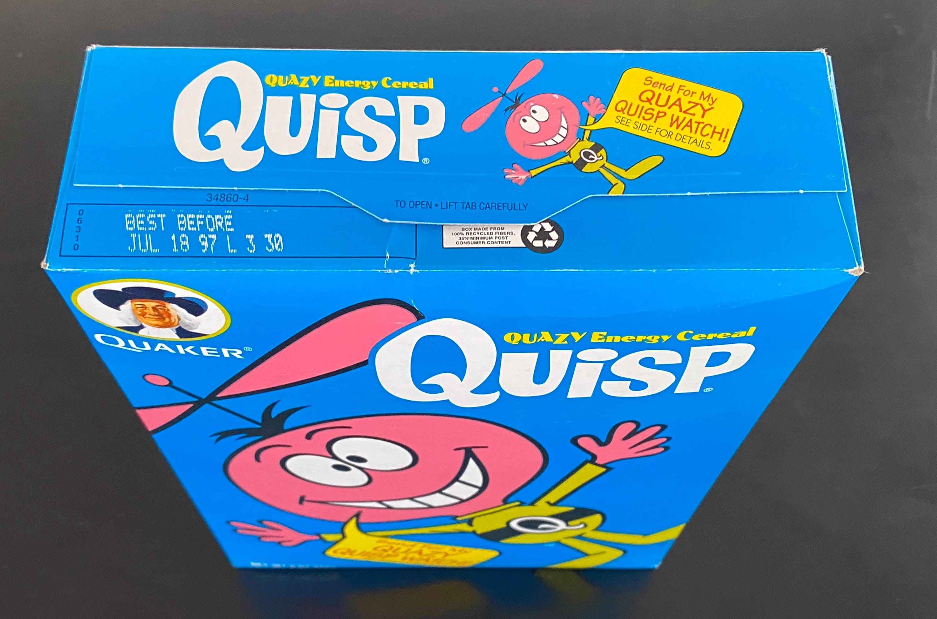 Vintage 1997 QUISP Cereal Box & MONEY CLIP - Unopened Box. Near