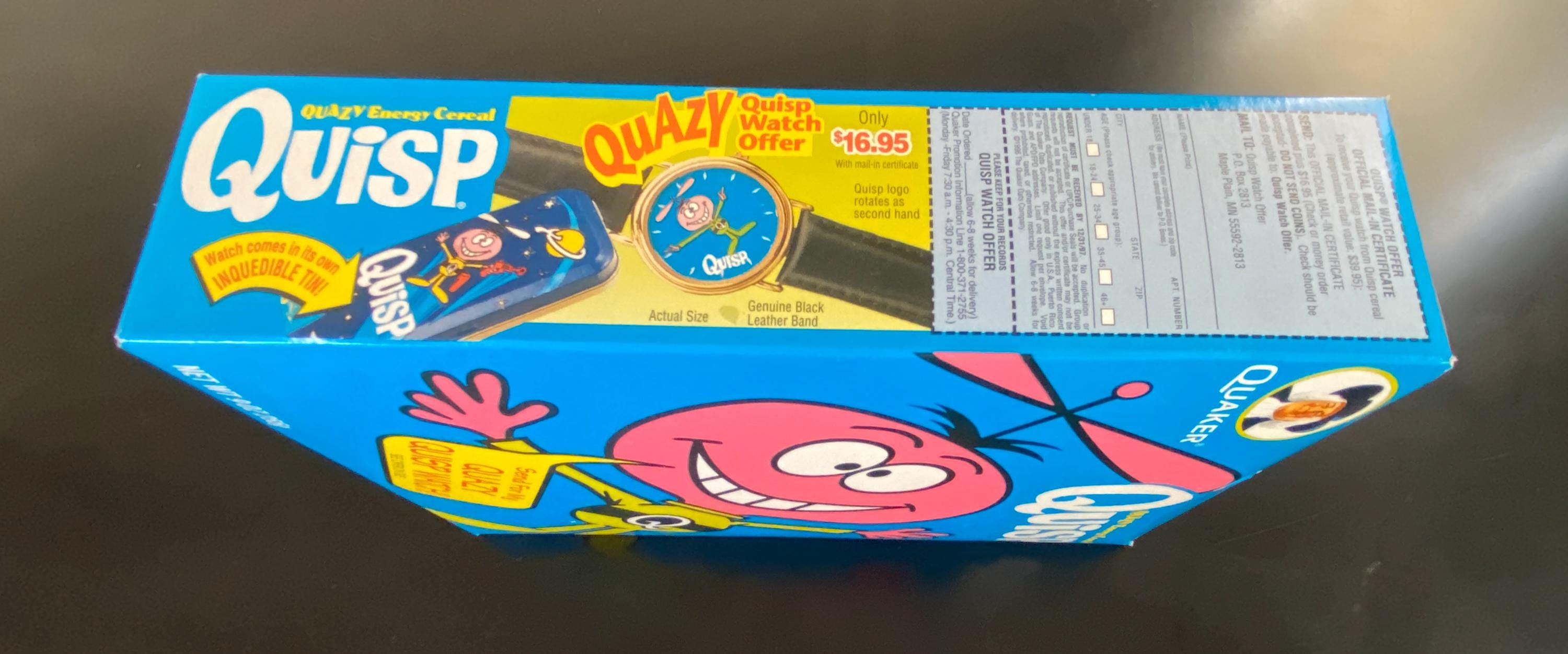 Vintage 1997 QUISP Cereal Box & MONEY CLIP - Unopened Box. Near