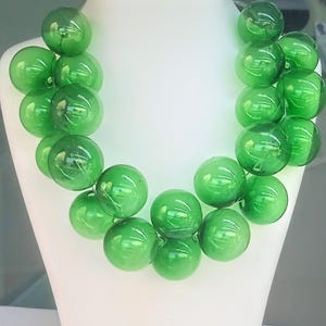 Emerald Green Glass Bubble Necklace: Handmade Modern Glass Art