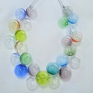 Murano glass transparent hollow bead, handmade, multicolor modern and  unique necklace.Mothers day gift glass jewelry. Wearable glass art.