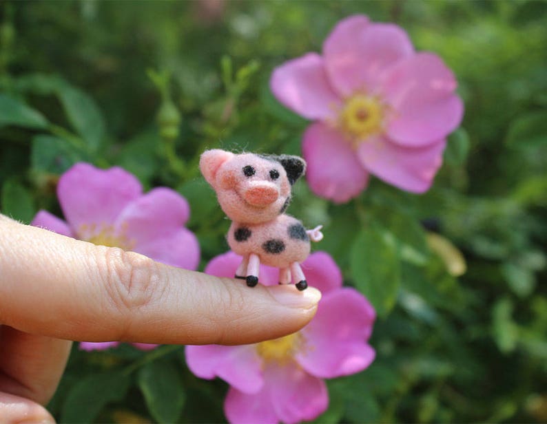 Piggy Cute Pig Wool Figurine Display Toy Fairy Pig Mini Pig Etsy