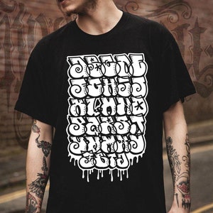 Graffiti Alphabet T-shirt trow up hand drawn bombing spray