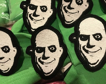 Uncle Fester patch iron on or sew, addams family funny patches, made locally with love