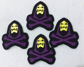 Skeletor masters patch iron on or sew, 80s 90s cartoon funny patches,he man, skull, bones, made locally with love