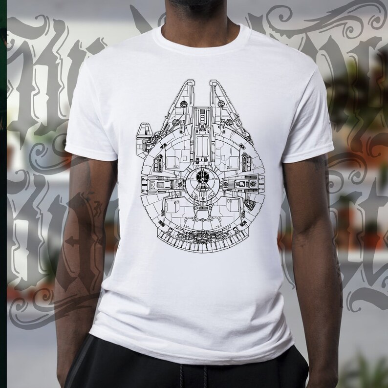 Hasbro Mens Millennium Falcon Detailed Drawing T-shirt