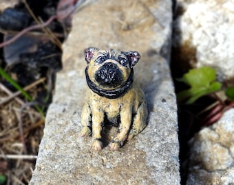 Miniature Pug puppy / Handmade paper mache dog / Animal Decoration