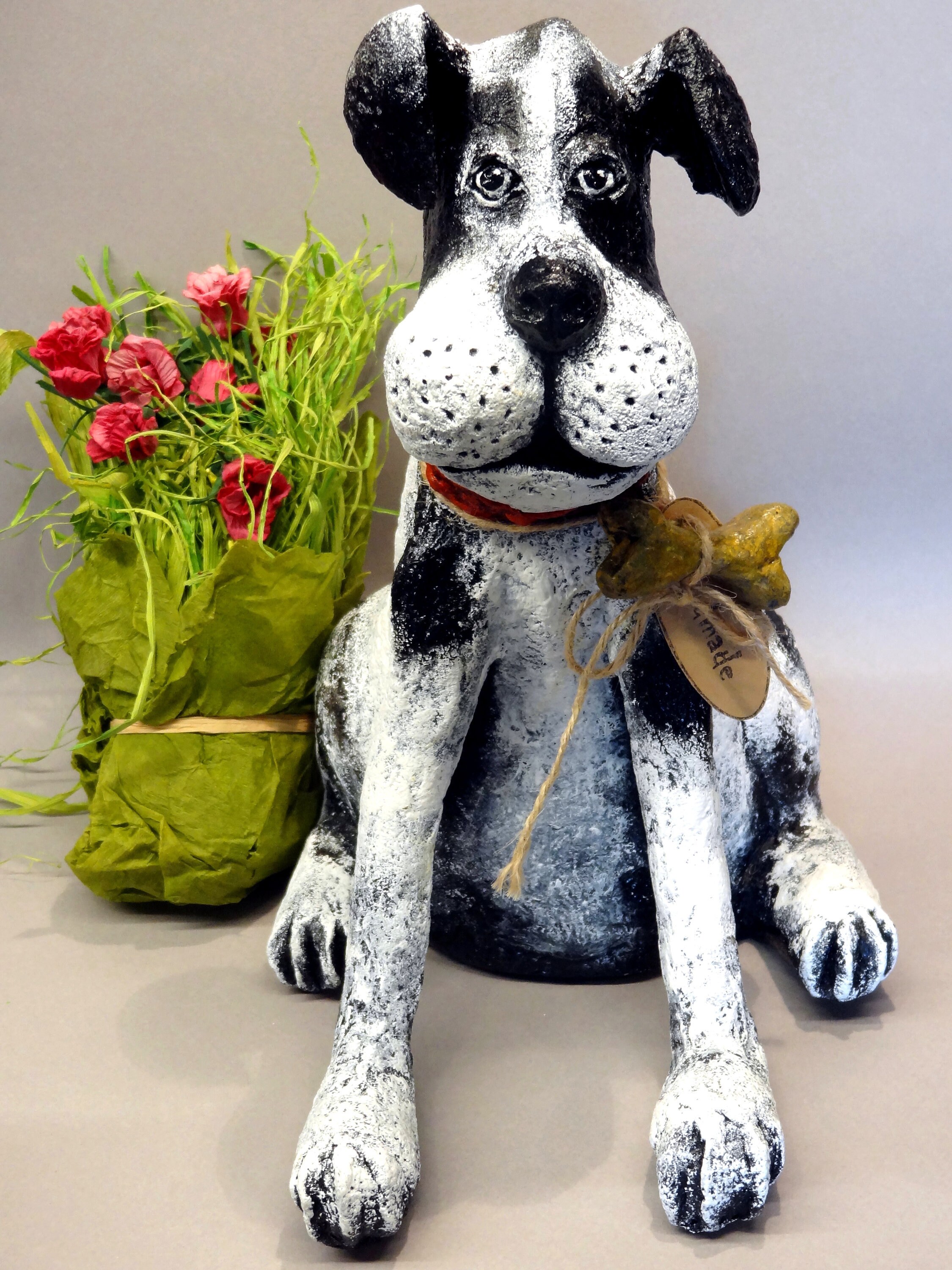paper mache / dog sculpture / animal dog / dog figurine