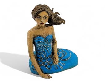 Mermaid Sculpture | Original Handmade Sea Goddess Statue | Nautical Fine Art | Unique Ocean Inspired Home Decor