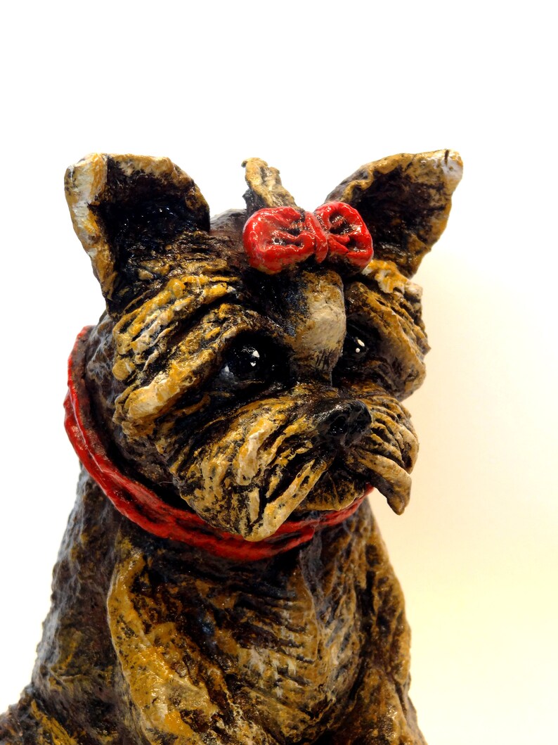 Handmade Dog Sculpture / Yorkshire Terrier / Paper Mache / Etsy
